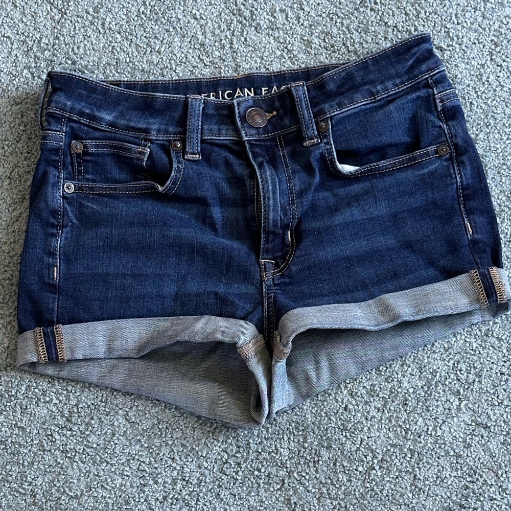 American eagle blue rolled jean shorts